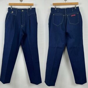 Vintage Braxton Stretch Velvet Stripe Gathered Jeans 16 Super High Rise